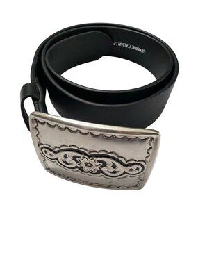 Silpada Black Leather Belt With Silver Buckle